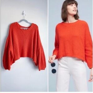 Anthropologie Orange Knit Sweater